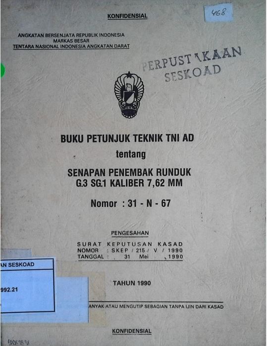 Buku Petunjuk Teknik Tni Ad Senapan Penembak Rundukg3 Sg1 Kaliber 7 62 Mm